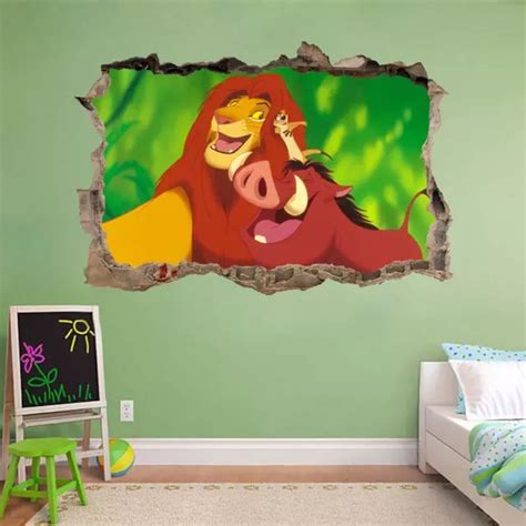 LION KING SIMBA Smashed Wall Decal Wall Sticker Art Disney Timon Pumbaa FS $19.19 - PicClick