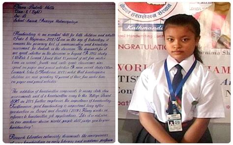 Prakriti Malla, 14-year-old winner of Nepal's national penmanship ...