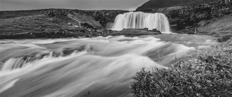 Download wallpaper nature, landscapes, Waterfall, black and white ...