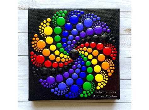 How To Make A Rainbow Inspired Mandala Art Dot Painting