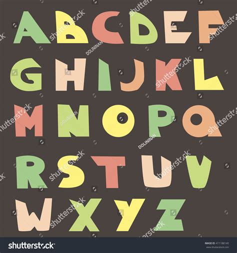 Vector English Alphabet Kids Font Colorful Stock Vector (Royalty Free) 411188140