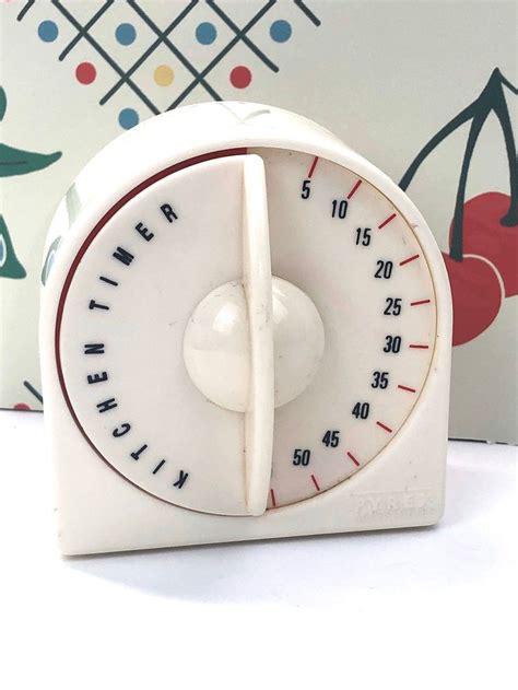 Vintage Pyrex timer, white and red kitchen timer, retro kitchen | Pyrex ...