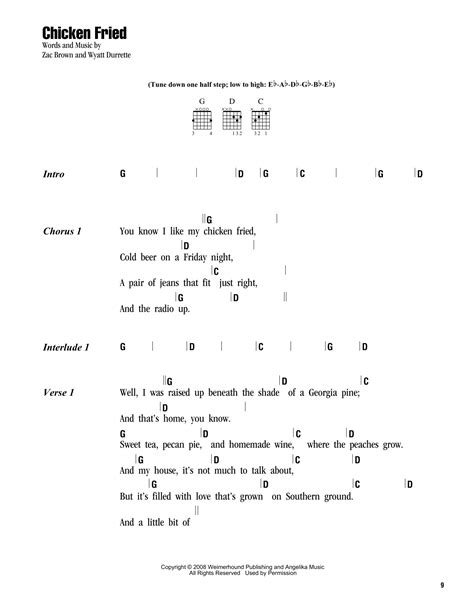 Chicken Fried by Zac Brown Band - Guitar Chords/Lyrics - Guitar Instructor