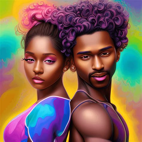 Intricately Rendered Dark Brown Skin Couple · Creative Fabrica