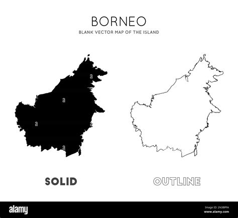 Borneo map. Blank vector map of the Island. Borders of Borneo for your ...