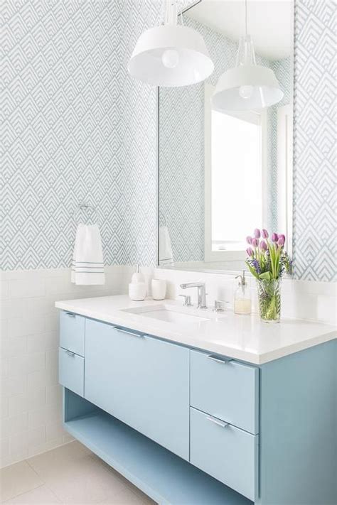 Lovely white and blue bathroom is covered accented with Vertex Diamond ...