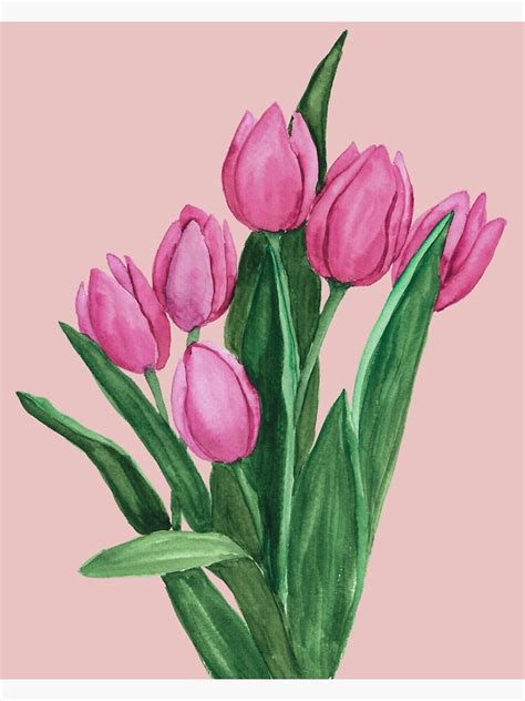 "Pink Tulips Painting" Poster for Sale by hanamarigarcia | Redbubble