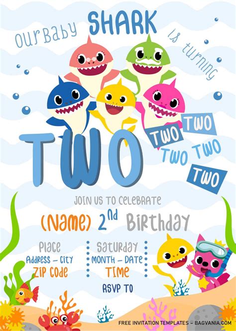 Baby Shark Birthday Invitation Templates – Editable With Microsoft Word | FREE Printable ...