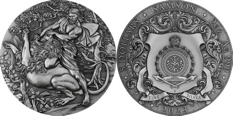 5 Dollars SAMSON 2 Oz Silver Coin 5$ Niue 2023 Antique Finish | MA-Shops