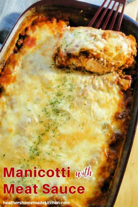 Manicotti with Meat Sauce - Heather's Homemade Kitchen