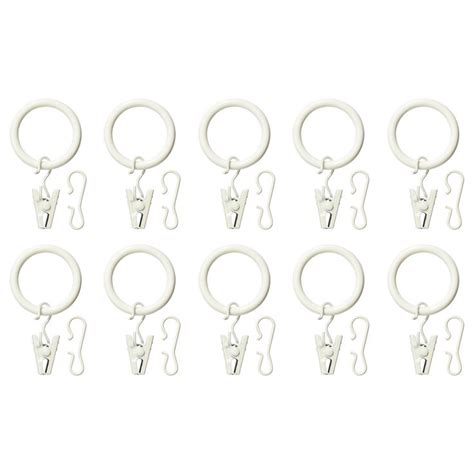 SYRLIG Curtain ring with clip and hook, white, 1" - IKEA | Curtains with rings, Curtain rings ...