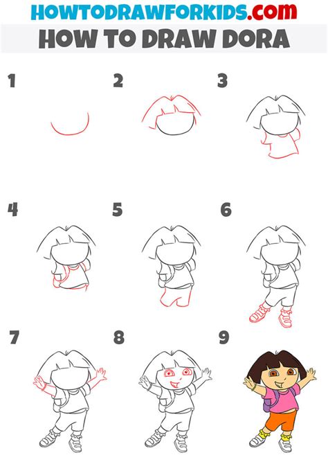 How to Draw Dora - Easy Drawing Tutorial For Kids