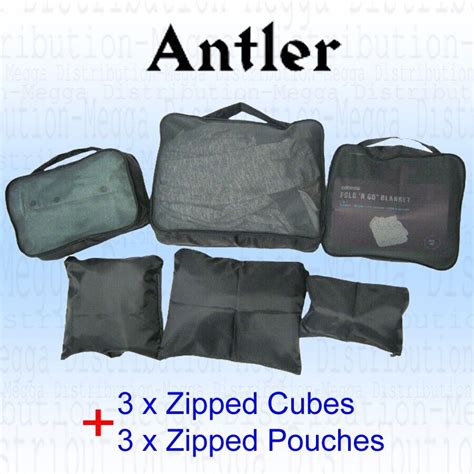 Antler 6 Pcs Packing Cubes & Zipped Pouches Luggage Storage Travel ...