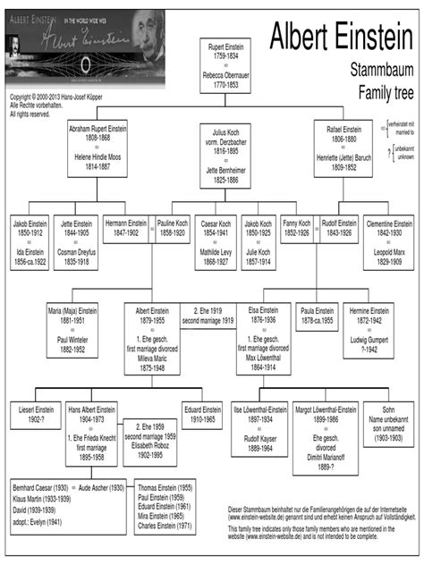 Albert Einstein Family Tree 2024 - Chris Delcine