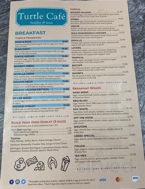 Turtle Cafe menu in Westbrook, Connecticut, USA