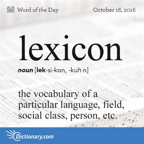 Dictionary.com’s Word of the Day - lexicon - the vocabulary of a ...