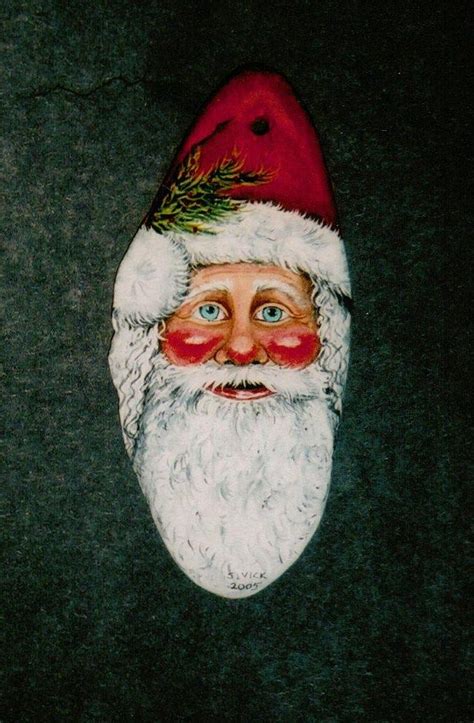 Pin on Rock painting My handpainted Santa Claus stone/rock ornaments