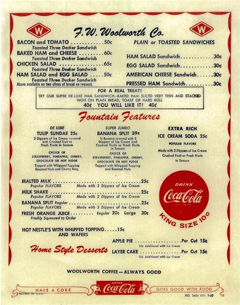 1950s Menu from Woolworth Lunch Counter (x-post /r/VintageMenus) : r/TheWayWeWere