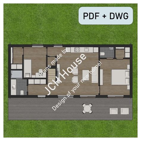 Small House Plan 3 Bedroom Modern Plan Tiny House Plan Blueprint House ...