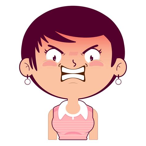 girl angry face cartoon cute 23435272 PNG