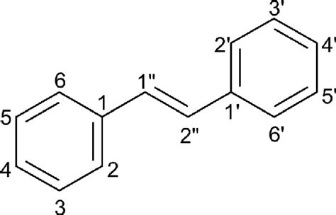 Stilbene structure with numbered positions. | Download Scientific Diagram