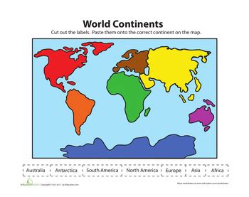 Kindergarten World Map Worksheets