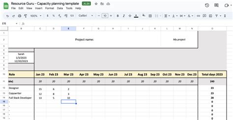 Free resource capacity planning template - Resource Guru