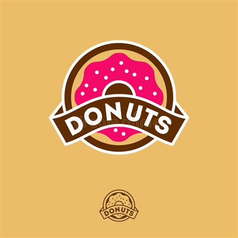 Donuts Logo. Bakery, Donuts, Cafe Emblem. Donut with Pink Icing and Ribbon Stock Vector ...