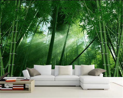 Classic Home Decor Custom Photo Wallpaper 3d Bamboo Forest Hand - Painted Background Wall ...
