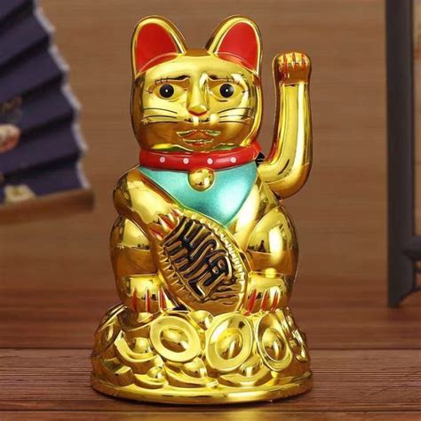 Gold Feng Shui Lucky Cats Lucky Cat Beckoning Waving Wealth Cat | Lazada PH