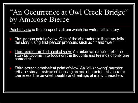 😎 An occurrence at owl creek bridge literary analysis. SparkNotes: An Occurrence at Owl Creek ...