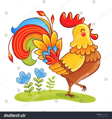 Rooste Cute Cartoon Rooster Vector Illustration Stock Vector (Royalty Free) 443141080 | Shutterstock