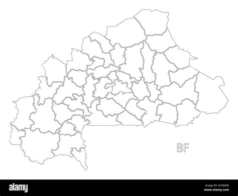Burkina Faso outline silhouette map illustration with provinces Stock Vector Image & Art - Alamy