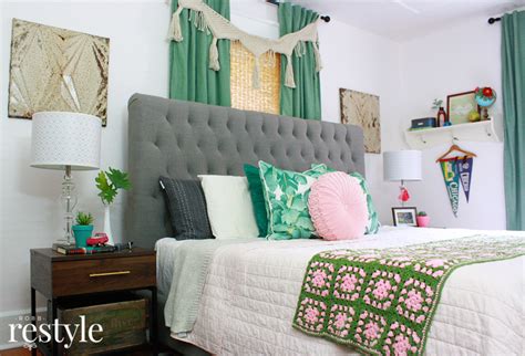 Pink & Green Boho Bedroom Makeover | Robb Restyle