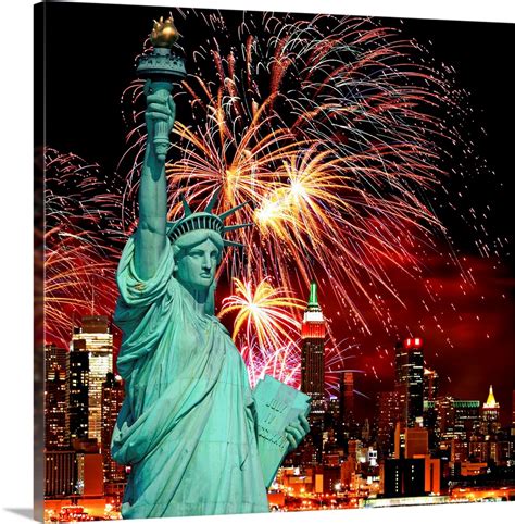 The Statue Of Liberty And Holiday Fireworks Wall Art, Canvas Prints, Framed Prints, Wall Peels ...