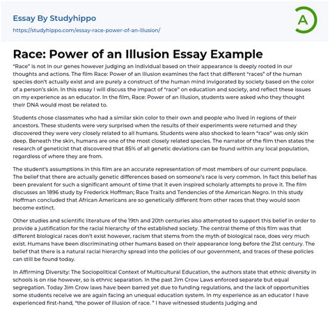 Race: Power of an Illusion Essay Example | StudyHippo.com