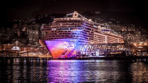 A Massive Cruise Ship Docked At Night HD Desktop Background wallpaper free | Cruise ship ...