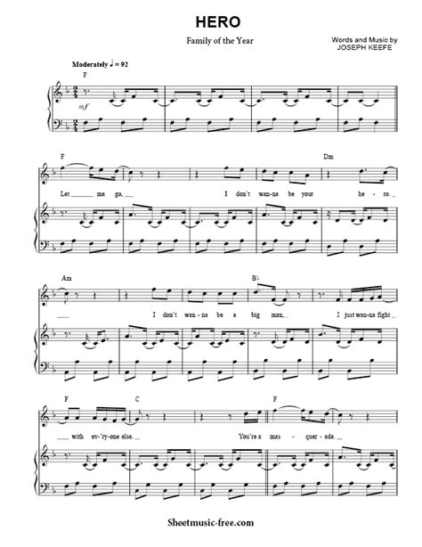 Hero Sheet Music Family of the Year - ♪ SHEETMUSIC-FREE.COM