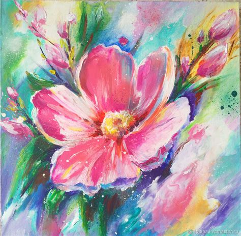 Acrylic painting "Spring flower"canvas 40/40 cm – shop online on Livemaster with shipping ...