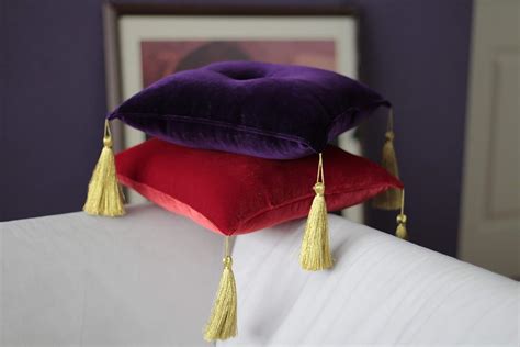 Amazon.com: Velvet pillow 14" with golden tassel red or purple, stand ...