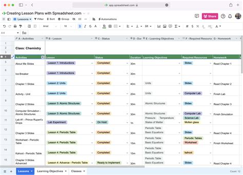 How to Create a Lesson Plan with Spreadsheet.com