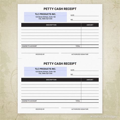 Petty Cash Receipt Printable Editable For 55 X 85 Half Sheet | Images ...