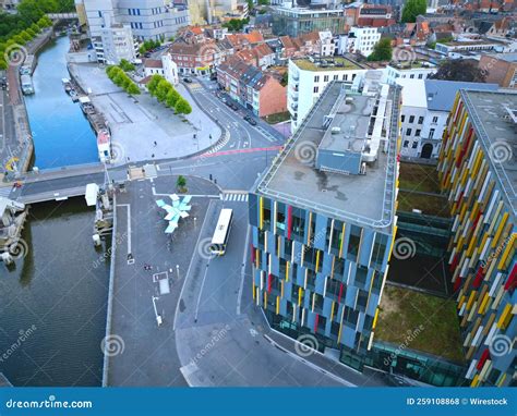 Aerial View of the Dender River and the City in Aalst, Belgium Stock Photo - Image of aerial ...