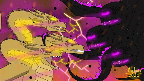 King Ghidorah V.S The Wither Storm (Godzilla V Minecraft) Art By ...