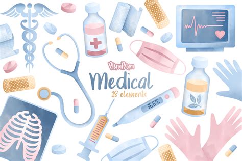 Medical Watercolor Cliparts By PlumPlumGraphics | TheHungryJPEG