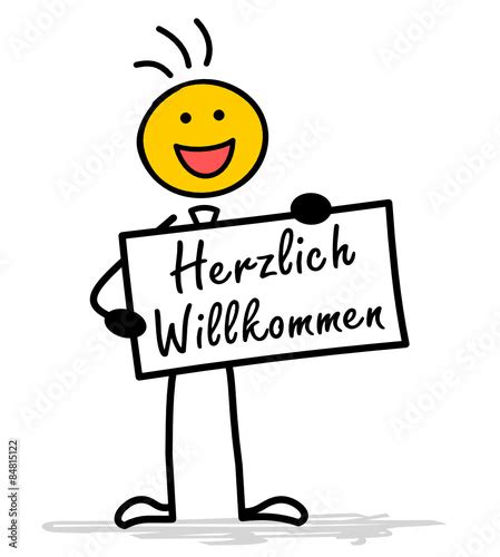 Strichmännchen Herzlich Willkommen Vecteur Stock | Adobe Stock