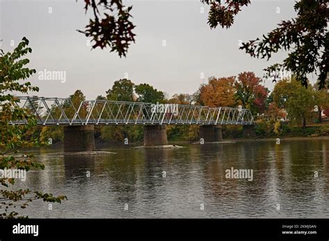 Washington Crossing Toll Bridge spanning the Delaware River,in Bucks County, Pennsylvania.Site ...