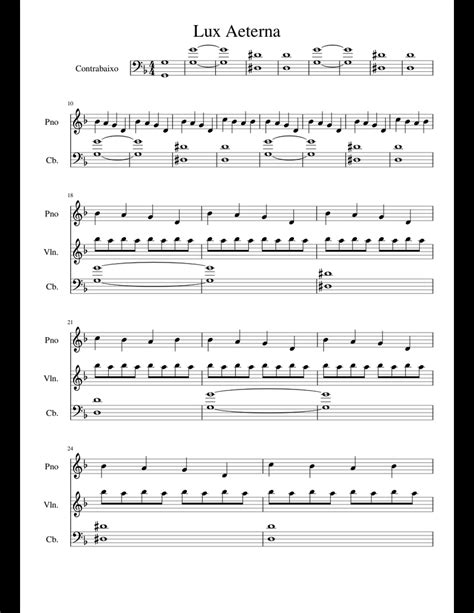 Lux Aeterna sheet music for Piano, Violin, Percussion, Contrabass ...