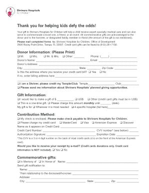 Mailable Donation Form - How You Can Help - Shriners Hospitals For ... - Fill and Sign Printable ...