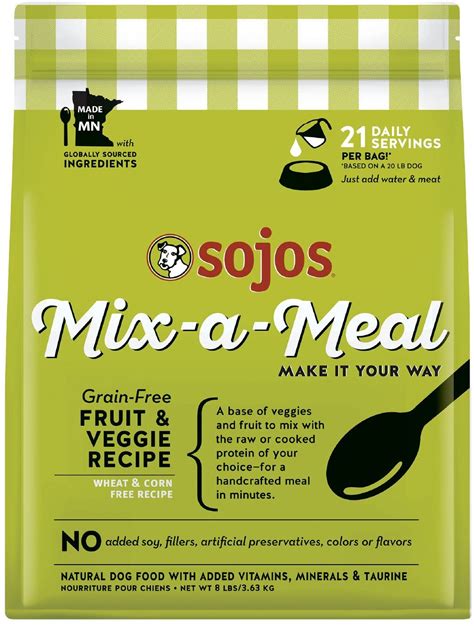 Sojos Mix-A-Meal Fruit & Veggie Pre-Mix Grain-Free Dog Food, 8-lb bag ...